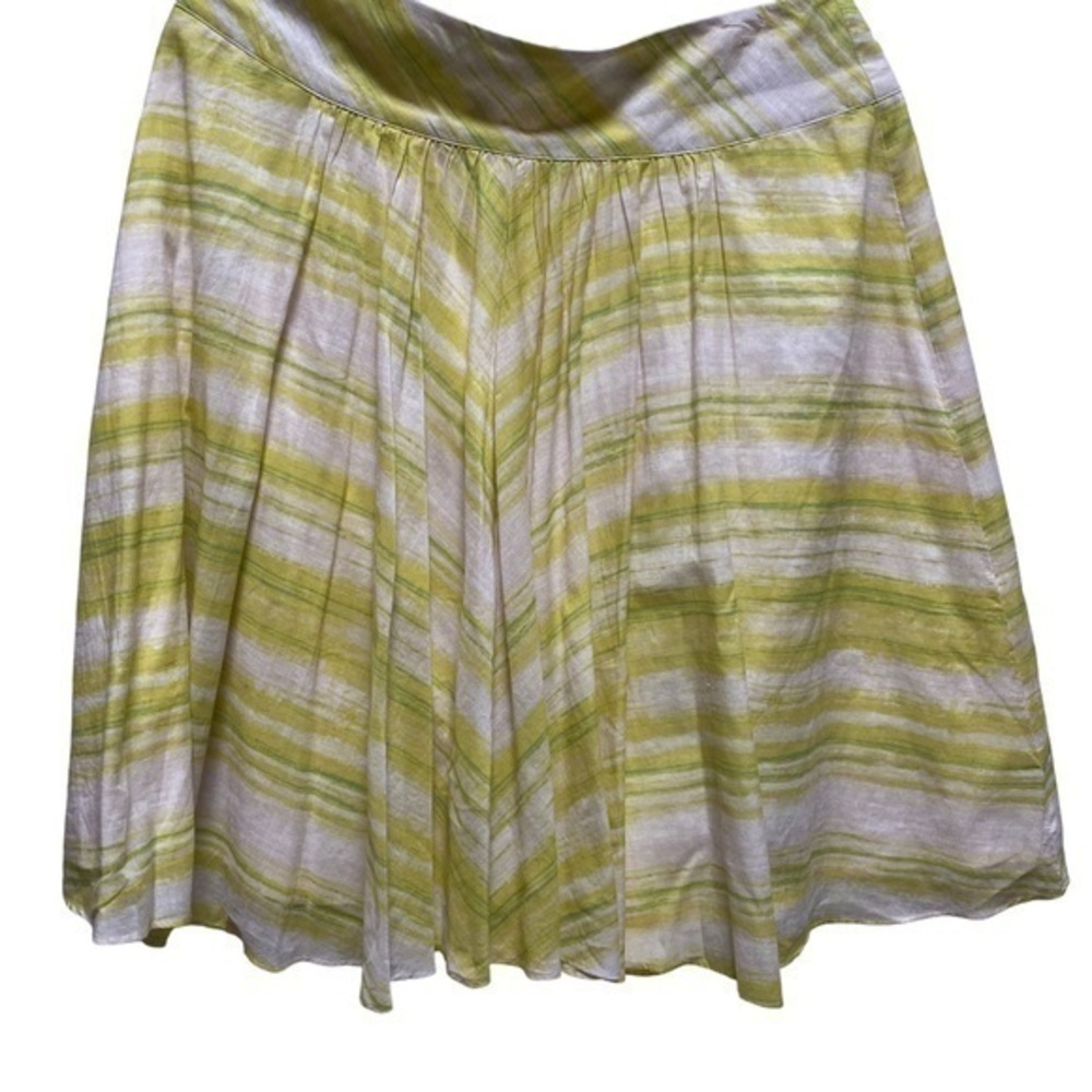 Talbots lemon lime striped cotton a-line midi skirt size 10p